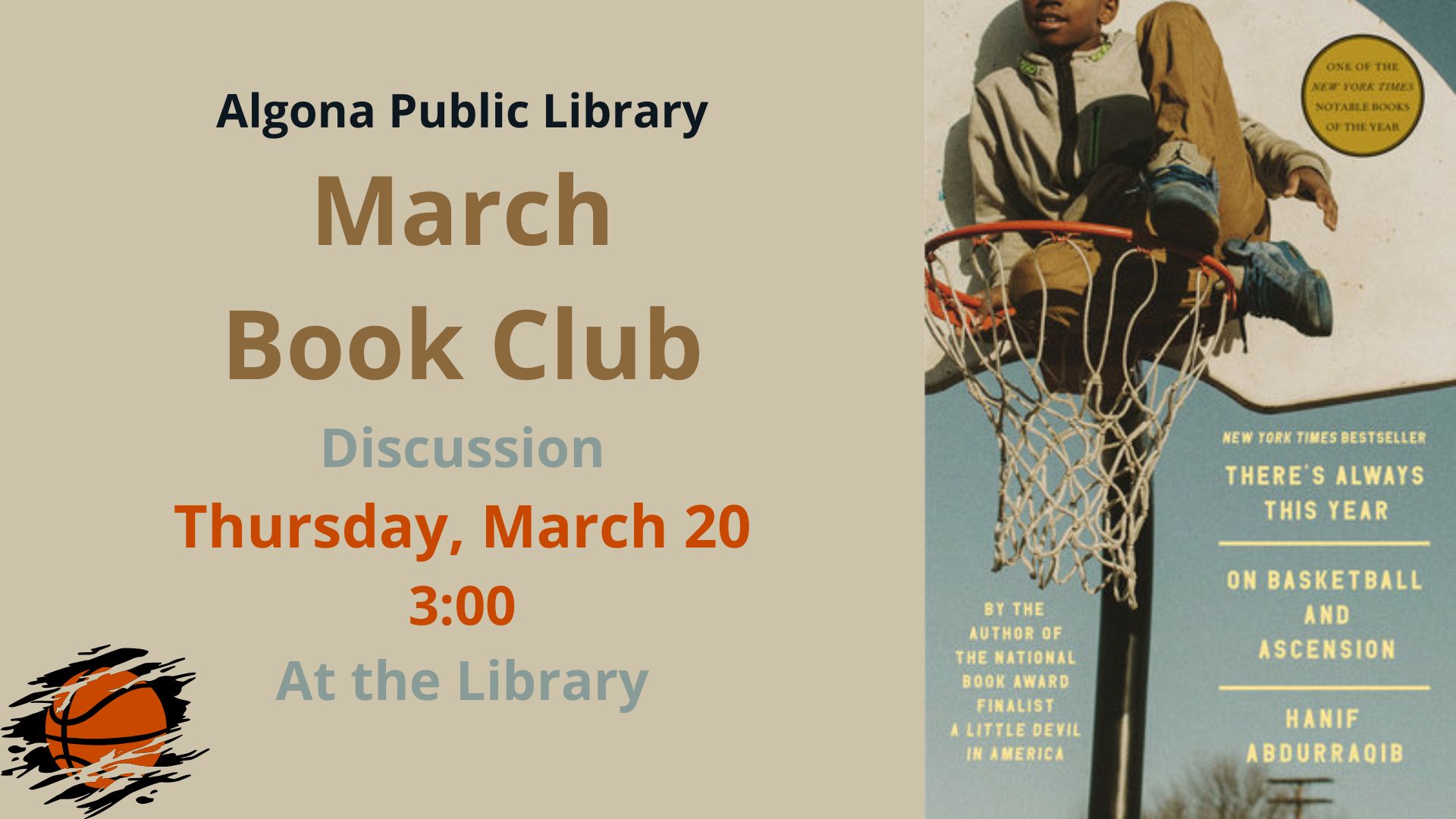 March 20 - Book Club Meets at 3:00